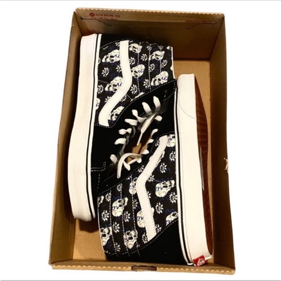 VANS Sk8-Hi Flash Skulls canvas high-top skate shoe NEW - Picture 9 of 11